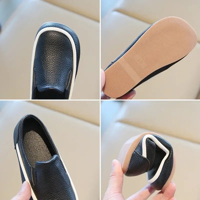 Boys Casual Shoes for Toddlers Children Fashion Classic PU Leather Slip-on Kids Flats All-match Loafers British Style Soft Shoes