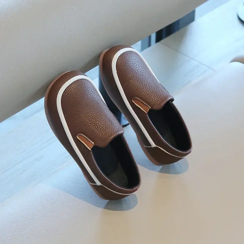 Boys Casual Shoes for Toddlers Children Fashion Classic PU Leather Slip-on Kids Flats All-match Loafers British Style Soft Shoes