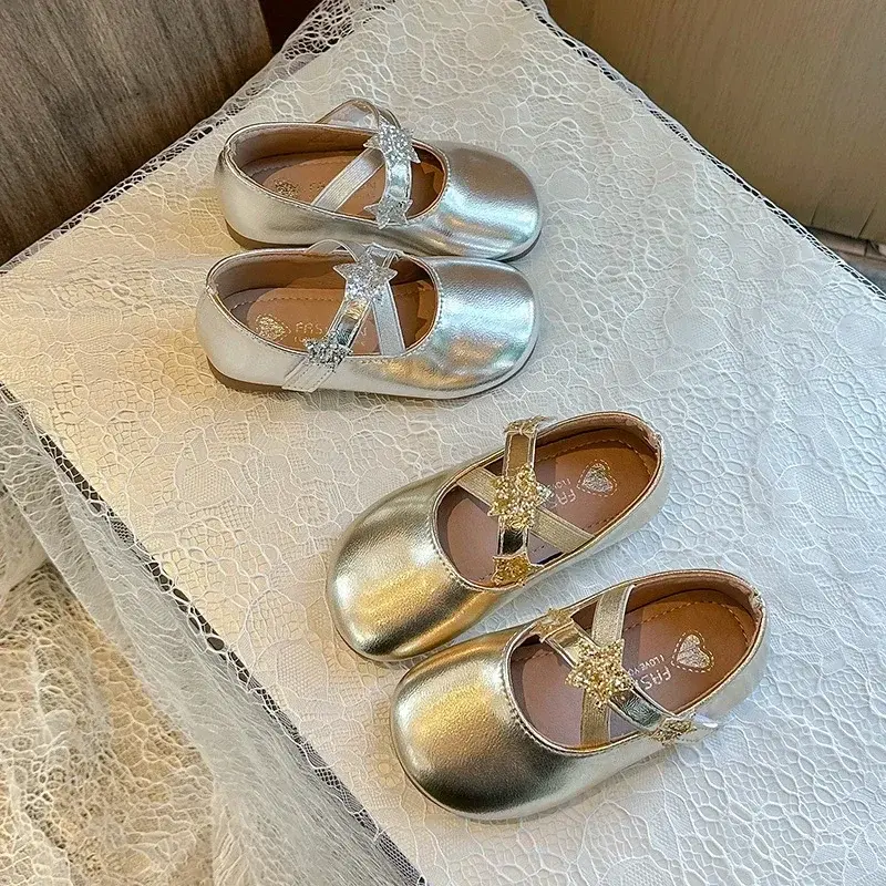 2024 Children Leather Shoes for Girls Spring New Fashion Princess Style Soft Bottom Anti-slippery Casual Dancing Party Chic Shoe