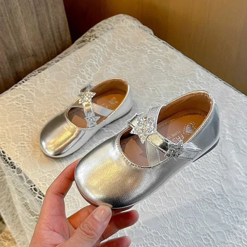 2024 Children Leather Shoes for Girls Spring New Fashion Princess Style Soft Bottom Anti-slippery Casual Dancing Party Chic Shoe