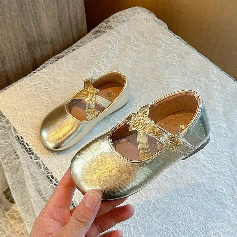 2024 Children Leather Shoes for Girls Spring New Fashion Princess Style Soft Bottom Anti-slippery Casual Dancing Party Chic Shoe