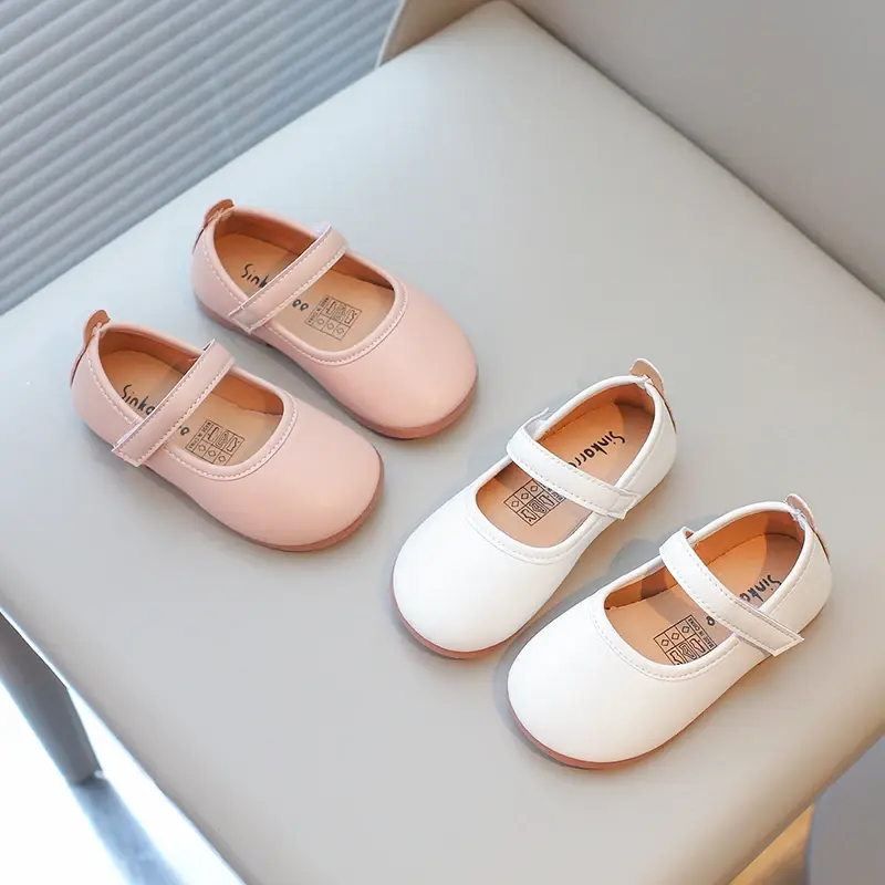 JGSHOWKITO Girls Simple Leather Shoes Fashion Princess Sweet Kids Flats Children Mary Janes for Wedding Party Classic Style Cute