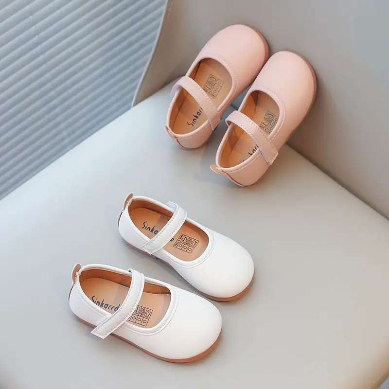 JGSHOWKITO Girls Simple Leather Shoes Fashion Princess Sweet Kids Flats Children Mary Janes for Wedding Party Classic Style Cute