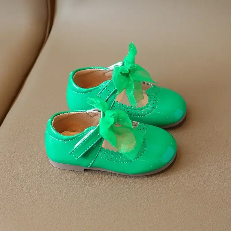 Baby Girl Leather Shoes Spring Autumn New Fashion Soft Comfortable Candy Color Princess Kids Dress Flats Ribbon Bow-knot Sweet