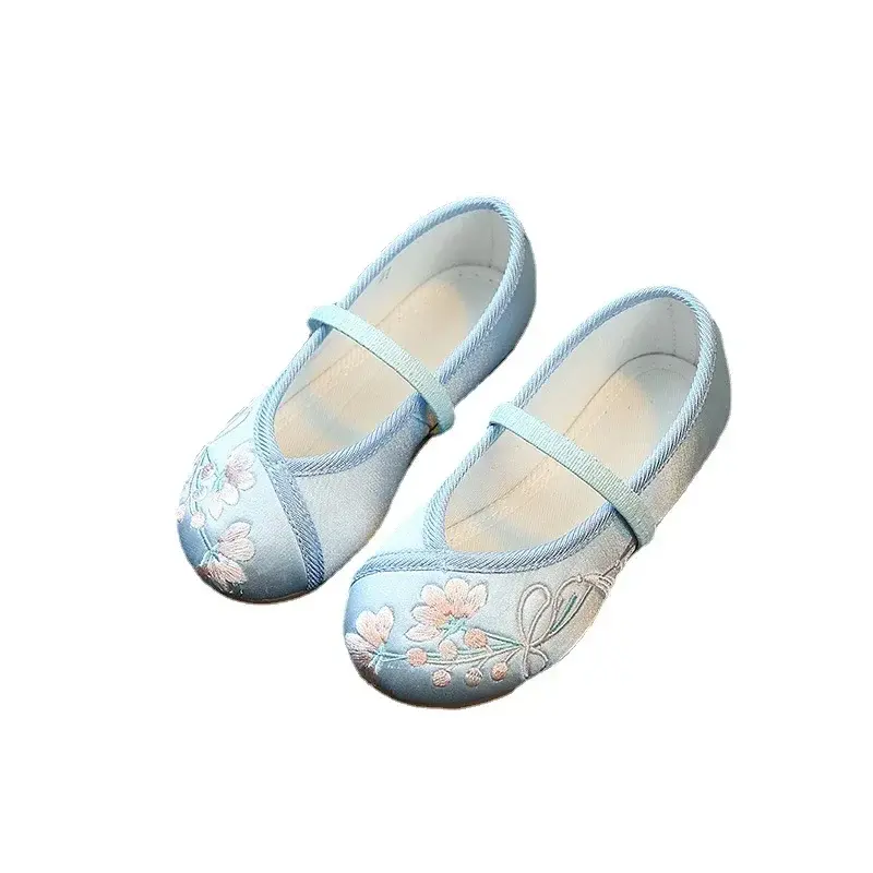 Children Fashion Girls Embroidered Shoes Chinese Ethnic Style Princess Dance Shoes Kids Causal Ancient Hanfu Shoes Handmade Flat