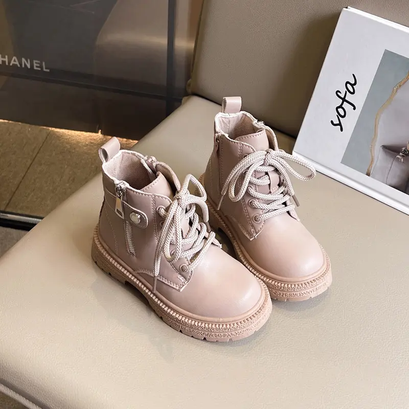 Girl's Ankle Boot Spring Autumn Breathable Children's Fashion Boots Kids Black Shorts Leather Boots Side Zipper 2024 New