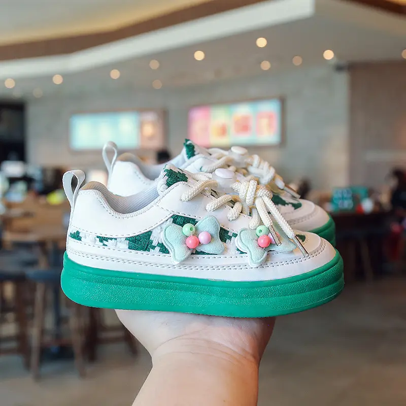 Children Tennis Shoes Causal Versatile Girls Walking Shoes for School Fashion Thick Bottom Kids Running Sneakers Cute Bowtie