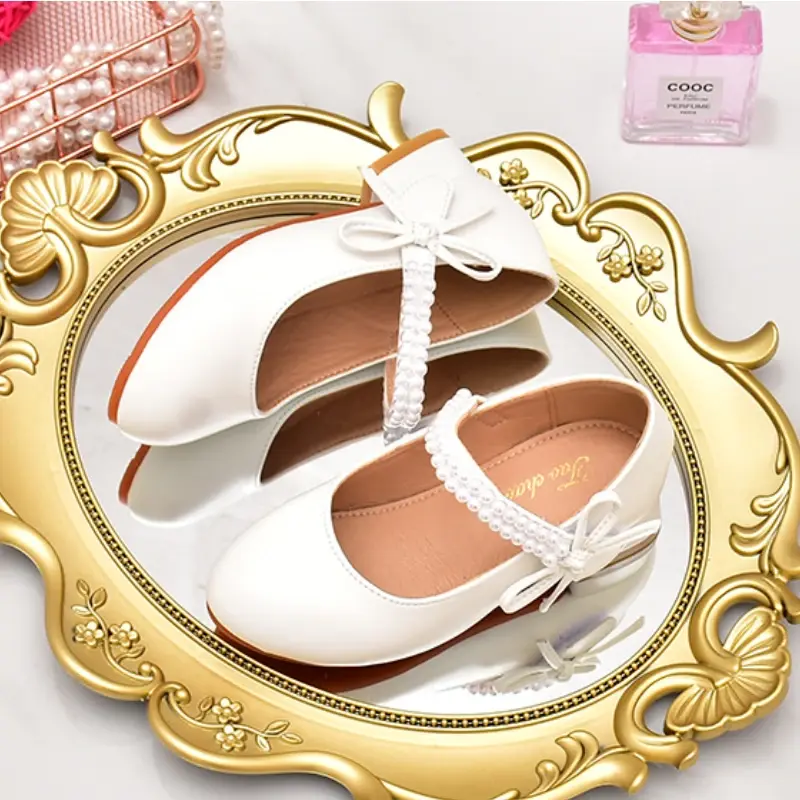 Children's Leather Shoes for Party Wedding Fashion Elegant Low Heels Versatile Princess Shoes for Girls Kids Dress Single Shoes