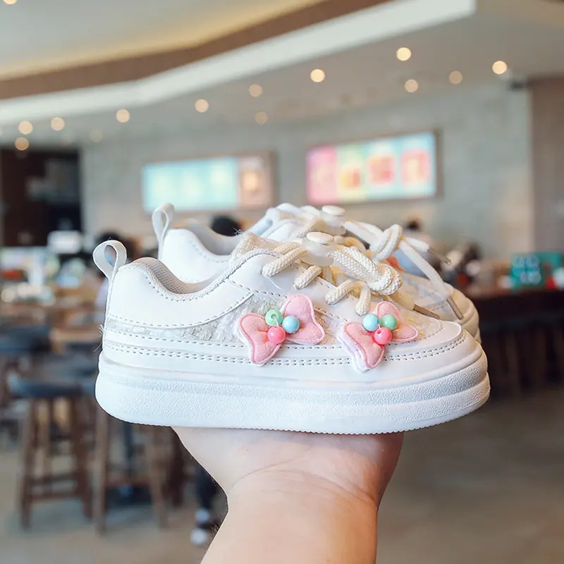 Children Tennis Shoes Causal Versatile Girls Walking Shoes for School Fashion Thick Bottom Kids Running Sneakers Cute Bowtie