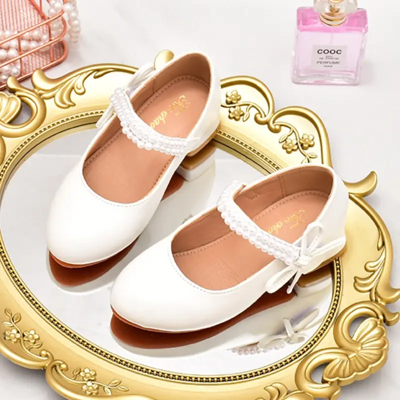 Children's Leather Shoes for Party Wedding Fashion Elegant Low Heels Versatile Princess Shoes for Girls Kids Dress Single Shoes
