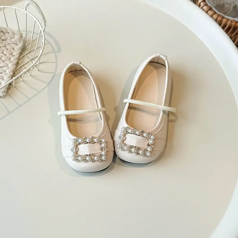 Kids Dance Performance Shoes Soft Sole Girls' Princess Shoes Sweet Fashion 2024 New Children Leather Shoes Round Toe Slip-on