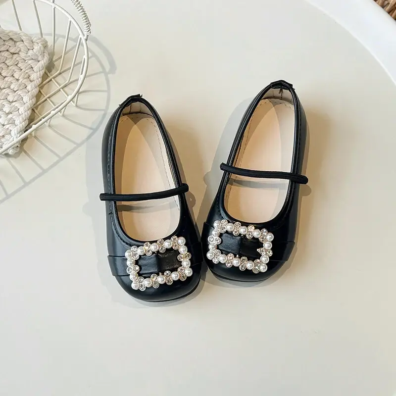 Kids Dance Performance Shoes Soft Sole Girls' Princess Shoes Sweet Fashion 2024 New Children Leather Shoes Round Toe Slip-on