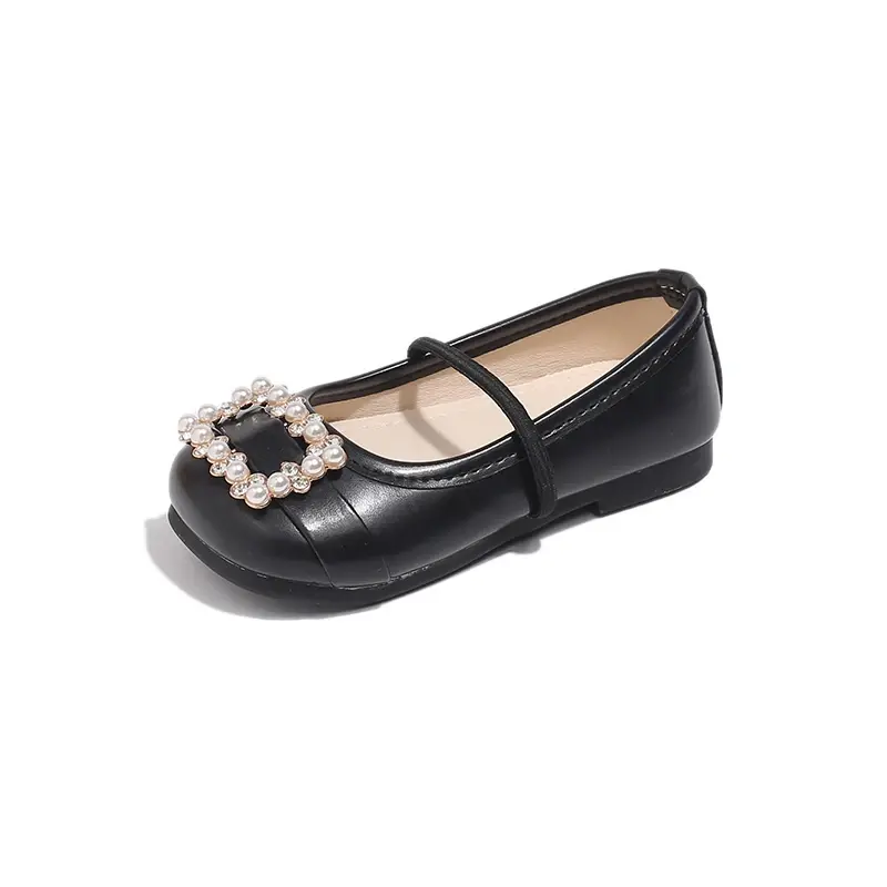 Kids Dance Performance Shoes Soft Sole Girls' Princess Shoes Sweet Fashion 2024 New Children Leather Shoes Round Toe Slip-on