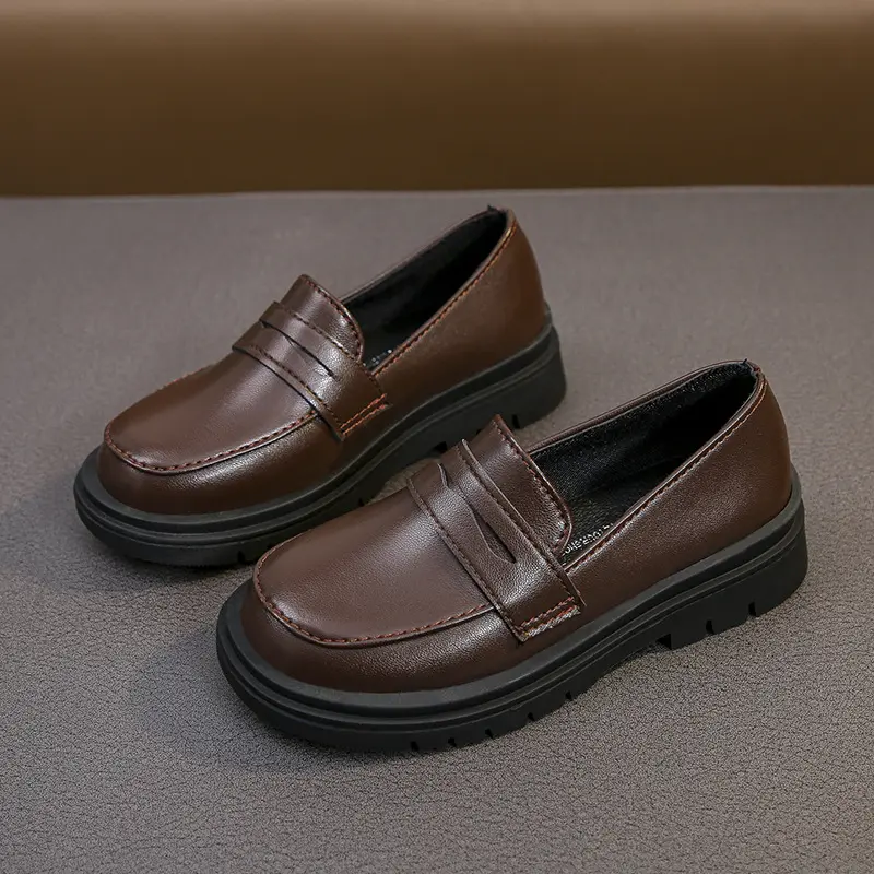 Kids Leather Shoe Fashion Black Shoes for Girls Boys School Formal Versatile Children's Loafers Non-slip Causal Toddlers Flats