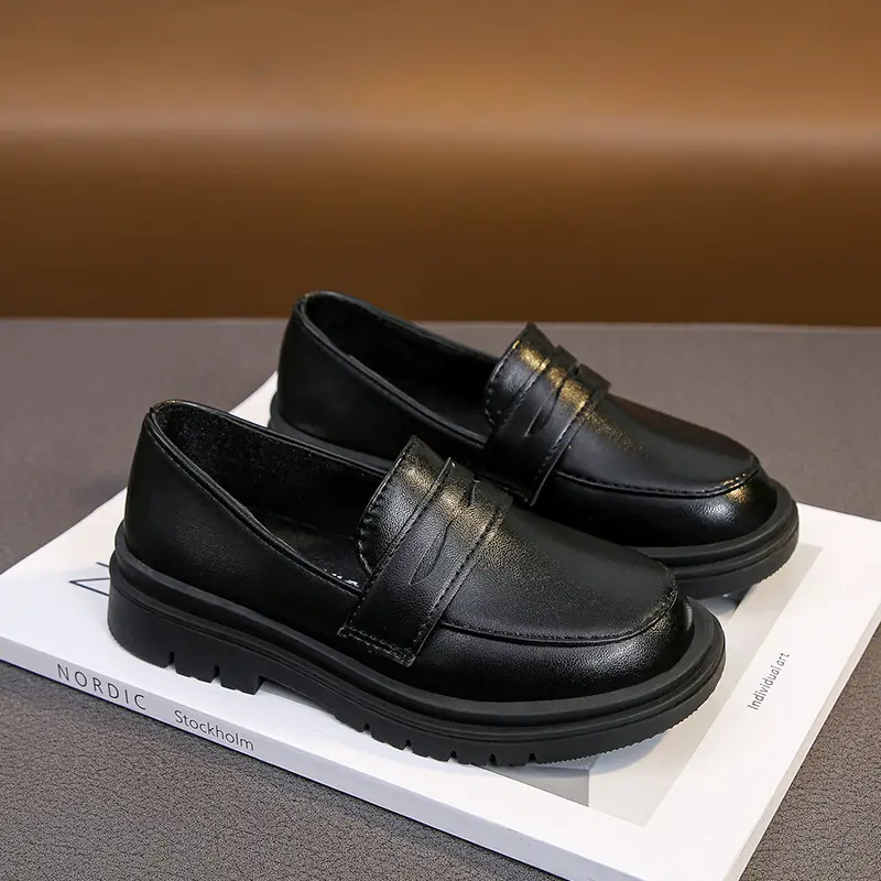 Kids Leather Shoe Fashion Black Shoes for Girls Boys School Formal Versatile Children's Loafers Non-slip Causal Toddlers Flats