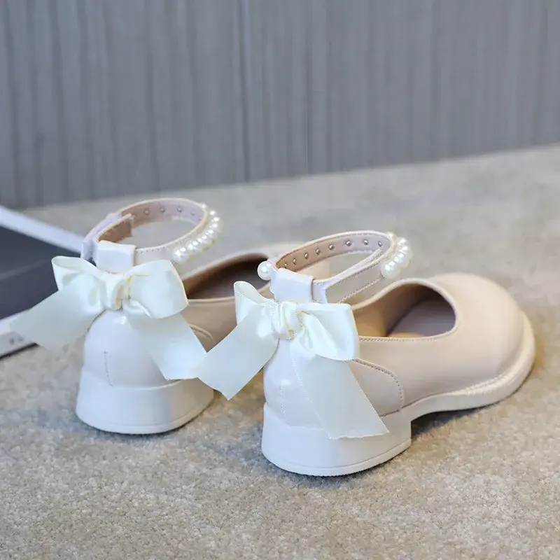 Girls Princess Leather Shoes Glossy Chic Bowknot Children School Dress Flat for Dance Fashion Lolita Kids Causal Mary Jane Shoes