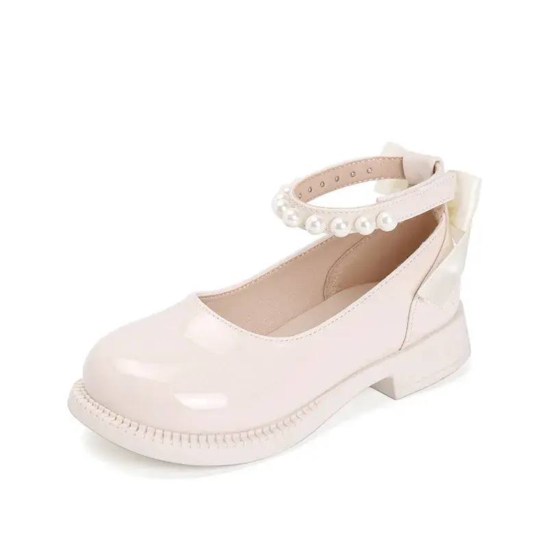 Girls Princess Leather Shoes Glossy Chic Bowknot Children School Dress Flat for Dance Fashion Lolita Kids Causal Mary Jane Shoes