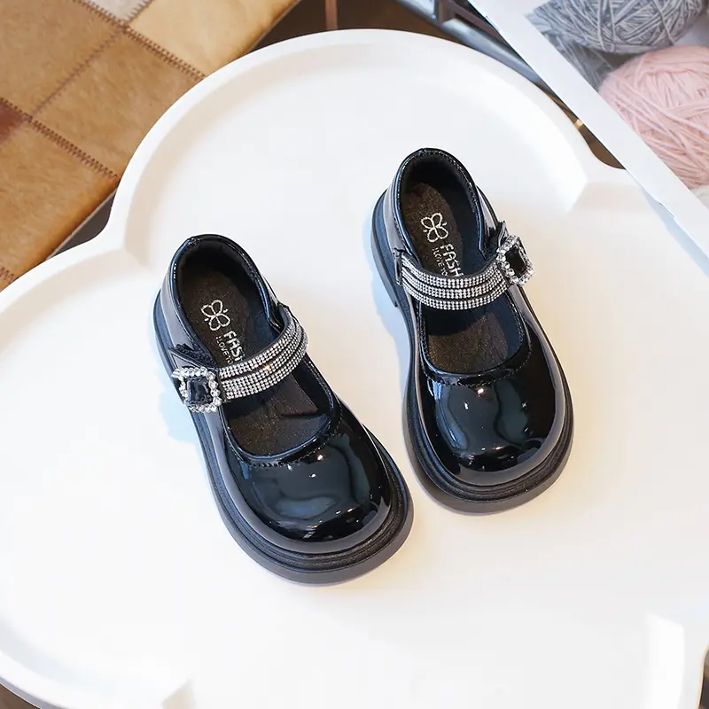 Girls Leather Shoes for Party Wedding Children Princess Shoes Fashion Kids Performance Shoes All Match Anti-Slippery 2024 New