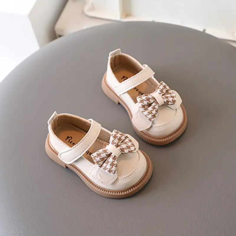 Spring Autumn Children's Leather Shoes Elegant Princess Shoes for Girls Versatile Fashion Kids Baby Walking Flats Shoes Non-slip