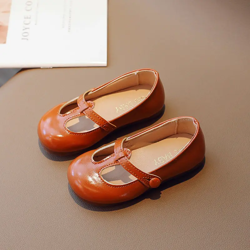 Spring Autumn Girls Princess Leather Shoes Cut-outs Simple Children's Flats Korean Style Kids Solid Color Causal Shoes Fashion