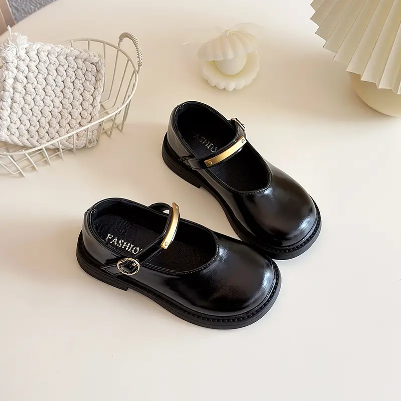 New Spring Autumn Children Shoes Fashion Wine Red Versatile Girls Causal Leather Shoes Round-toe Kids Princess Mary Jane Shoes