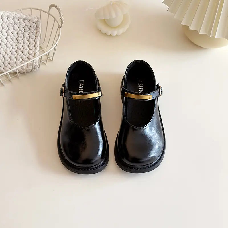 New Spring Autumn Children Shoes Fashion Wine Red Versatile Girls Causal Leather Shoes Round-toe Kids Princess Mary Jane Shoes