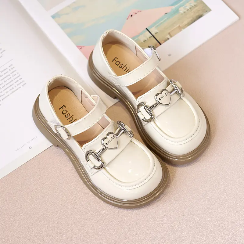 Kids Leather Shoe Spring Autumn Black School Girl Shoes Thick Bottom Fashion Glossy Children Princess Mary Jane Shoes for Party