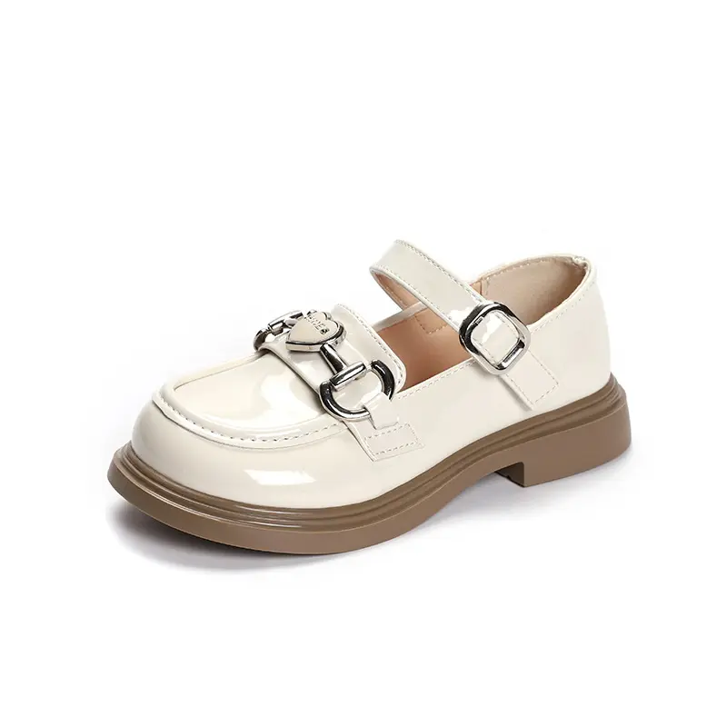 Kids Leather Shoe Spring Autumn Black School Girl Shoes Thick Bottom Fashion Glossy Children Princess Mary Jane Shoes for Party