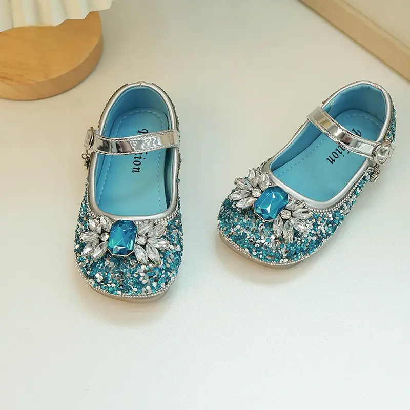 Little Girl Leather Shoes Spring Autumn Luxury Rhinestone Children's Flats Fashion Sequins Kids Causal Princess Ballet Shoes