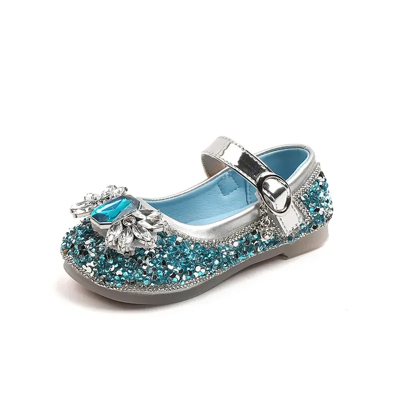 Little Girl Leather Shoes Spring Autumn Luxury Rhinestone Children's Flats Fashion Sequins Kids Causal Princess Ballet Shoes