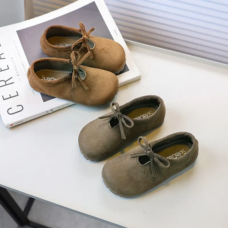 Children's Loafers Shallow Bowknot Girls' Flat Shoes Fashion Toddlers Versatile Moccasins Spring Autumn Causal Kids Leather Shoe