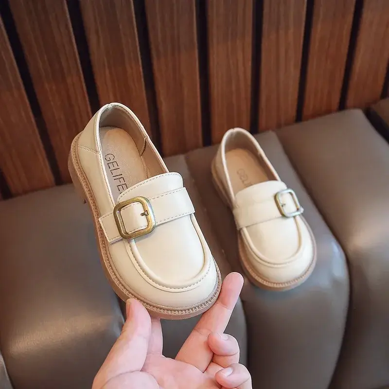 Children's Leather Shoes Spring Autumn Versatile Black School Girl Shoes Fashion Causal Kids Princess Simple Loafers Non-slip