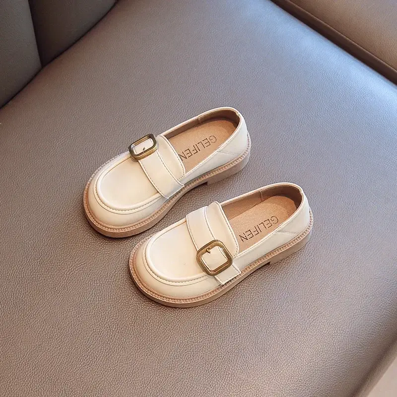Children's Leather Shoes Spring Autumn Versatile Black School Girl Shoes Fashion Causal Kids Princess Simple Loafers Non-slip