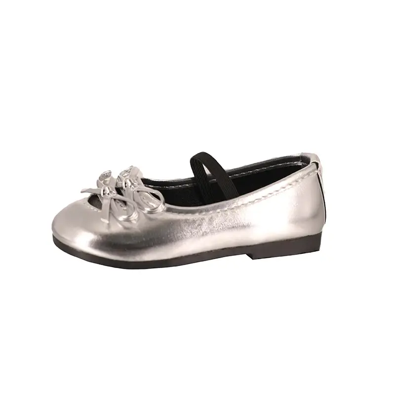 2025 Children Leather Shoes for Girls Spring Autumn New Fashion Korean Style Soft Anti-slippery Versatile Princess Bowtie Shoes