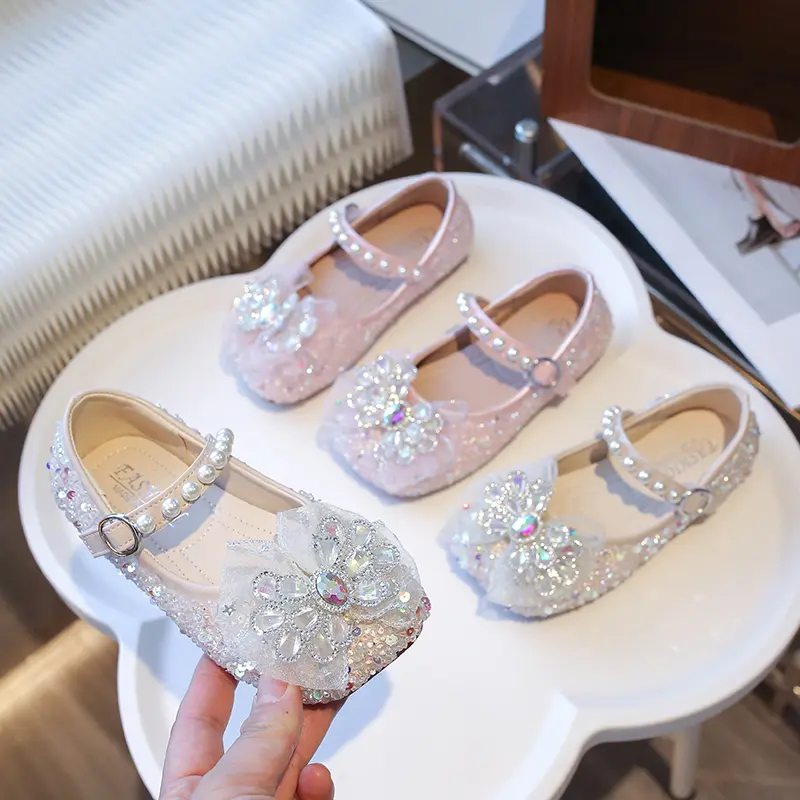2025 New Luxury Girl Shoes Shallow Spring Autumn Children Leather Shoes Fashion Ballet Versatile Kids Causal Princess Flat Shoes