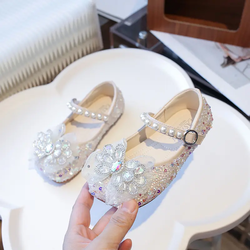 2025 New Luxury Girl Shoes Shallow Spring Autumn Children Leather Shoes Fashion Ballet Versatile Kids Causal Princess Flat Shoes