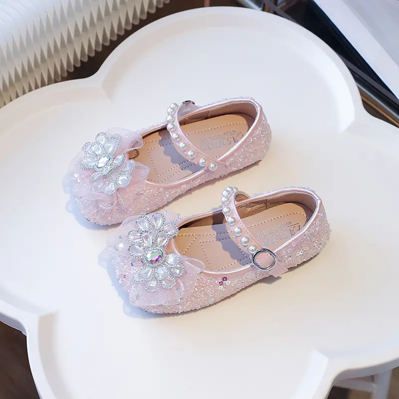 2025 New Luxury Girl Shoes Shallow Spring Autumn Children Leather Shoes Fashion Ballet Versatile Kids Causal Princess Flat Shoes