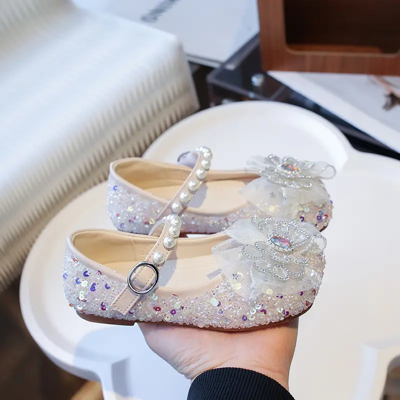 2025 New Luxury Girl Shoes Shallow Spring Autumn Children Leather Shoes Fashion Ballet Versatile Kids Causal Princess Flat Shoes