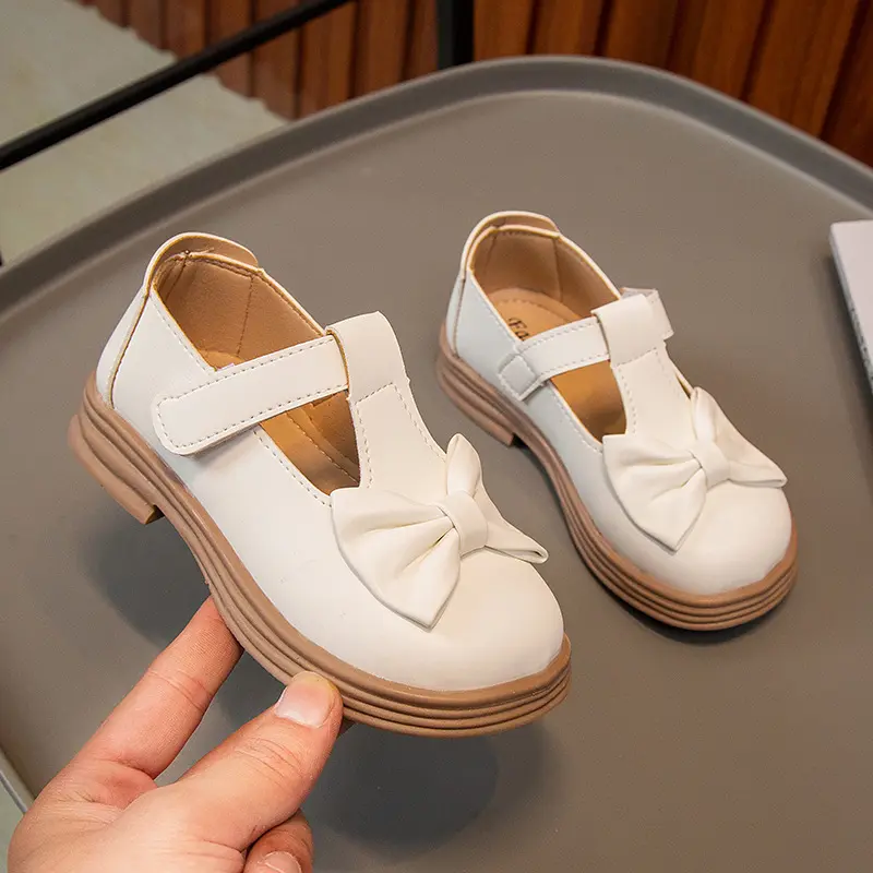 Girls Leather Shoes 2025 Spring Autumn New Arrival Korean-Style Fashion Kids Bow Princess Shoes Soft-Soled Mary Janes Wholesale