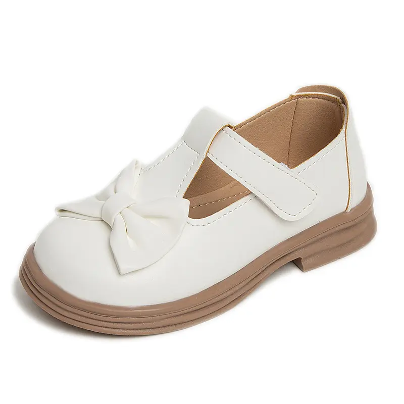 Girls Leather Shoes 2025 Spring Autumn New Arrival Korean-Style Fashion Kids Bow Princess Shoes Soft-Soled Mary Janes Wholesale