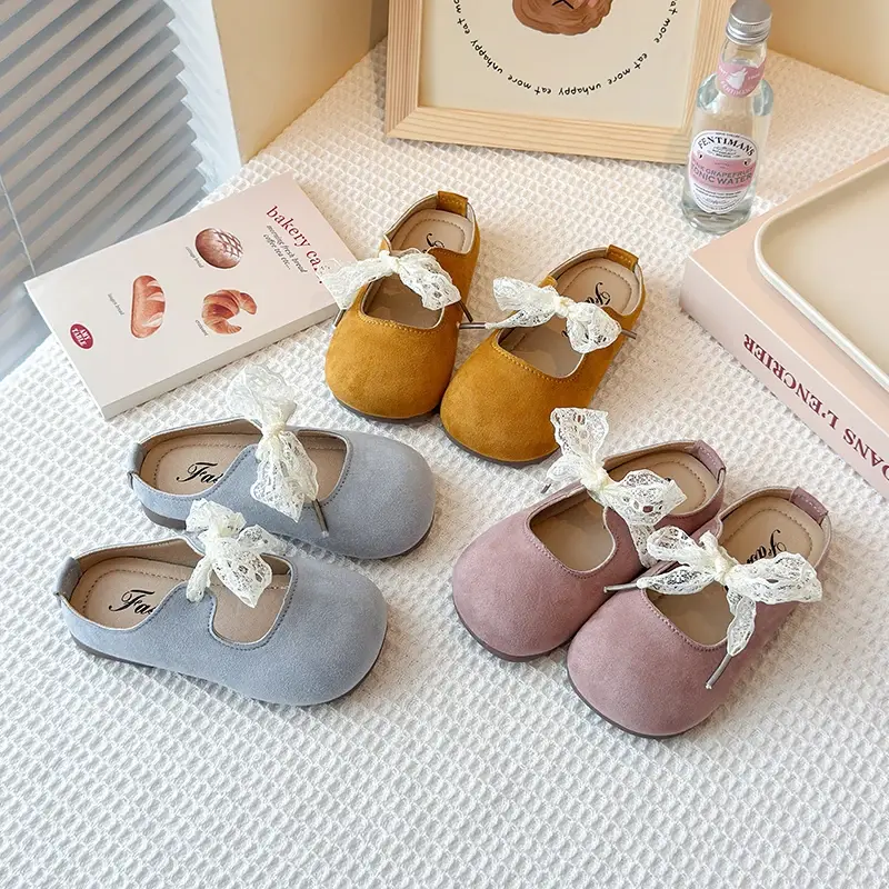 2025 Children Leather Shoes for Girls Spring Autumn New Fashion Korean Style Soft Bottom Anti-slippery Versatile Princess Mules
