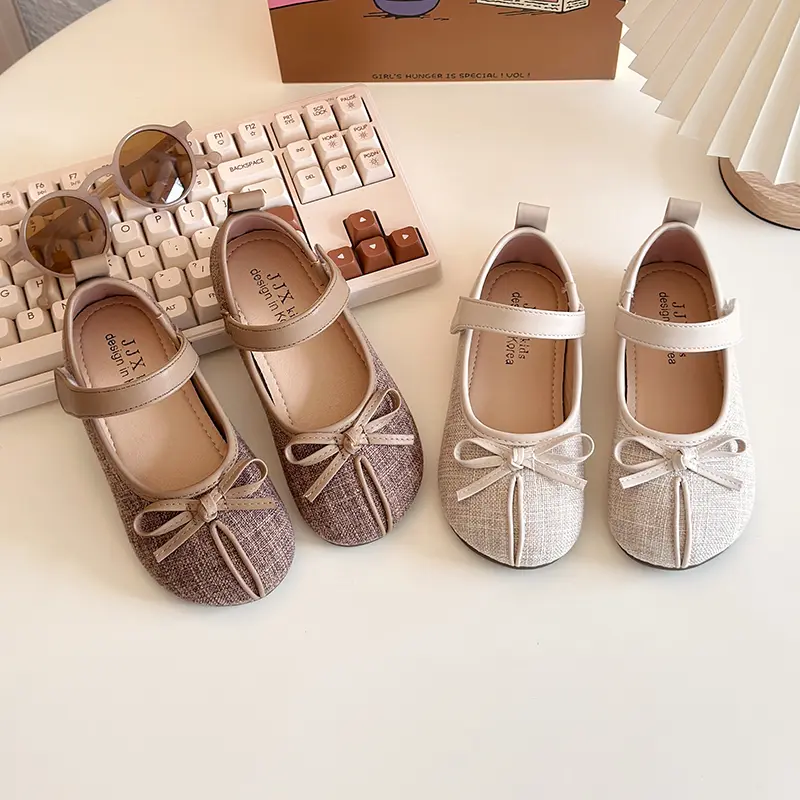 2025 Spring New Little Girl Leather Shoes Fashion Causal Children Princess Shoes Soft Bottom Elegant Kids Flat Shoes Round-toe