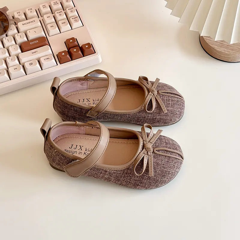 2025 Spring New Little Girl Leather Shoes Fashion Causal Children Princess Shoes Soft Bottom Elegant Kids Flat Shoes Round-toe