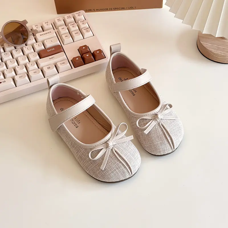 2025 Spring New Little Girl Leather Shoes Fashion Causal Children Princess Shoes Soft Bottom Elegant Kids Flat Shoes Round-toe