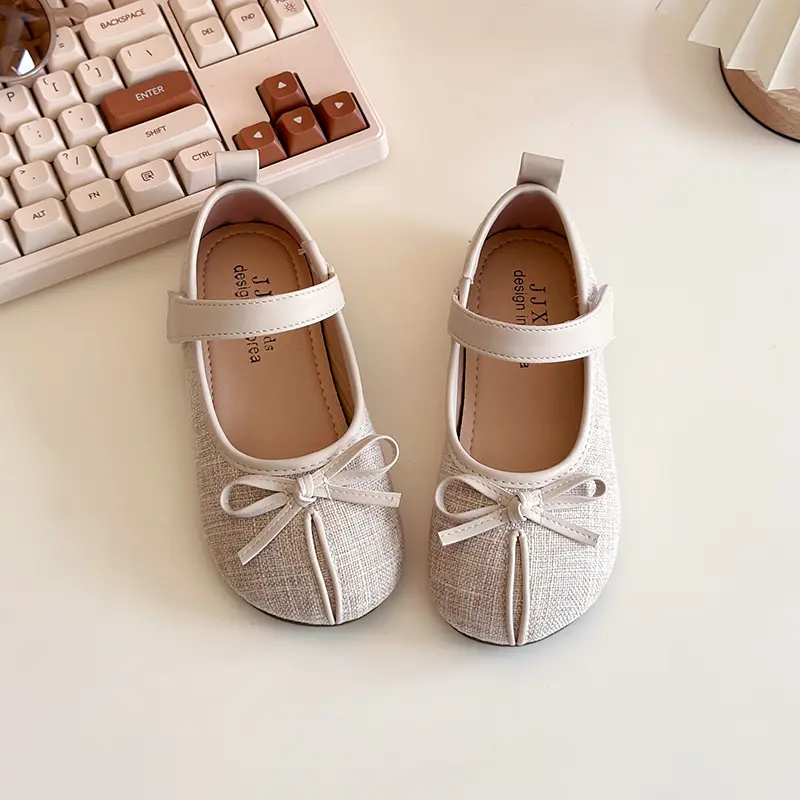 2025 Spring New Little Girl Leather Shoes Fashion Causal Children Princess Shoes Soft Bottom Elegant Kids Flat Shoes Round-toe
