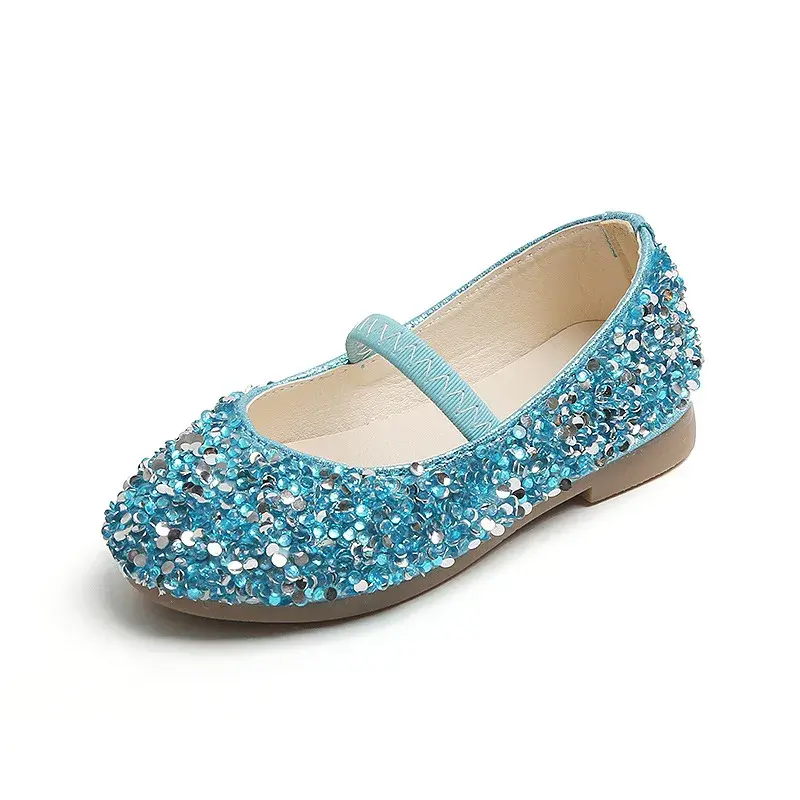 Girls Leather Shoes for Wedding Party Bling Glitter Rhinestone Kids Flats Children's Princess Shoes Classic Fashion Dress Shoes