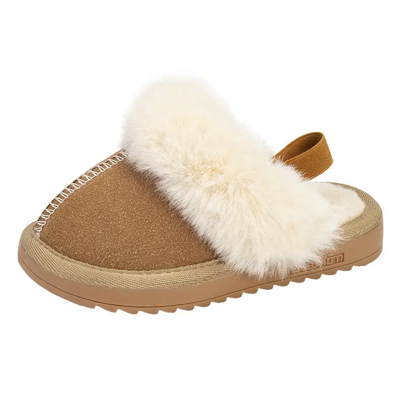 Winter Simple Japanese Woolen Elastic Band Slippers for Boys 2025 All-match Indoor and Outdoor Girls Child Fashion Casual Shoes