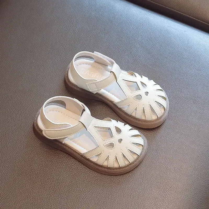 Children's Soft-soled Shoes Summer T-Strap Closed Toe Little Girls Princess Fashion Anti-Slip Korean Style Boys Beach Sandals