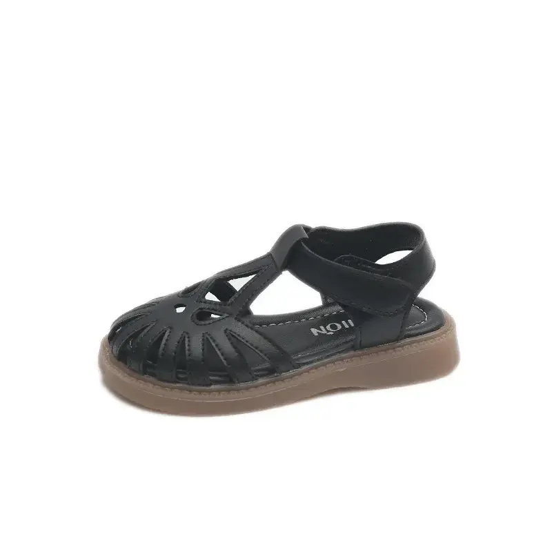 Children's Soft-soled Shoes Summer T-Strap Closed Toe Little Girls Princess Fashion Anti-Slip Korean Style Boys Beach Sandals