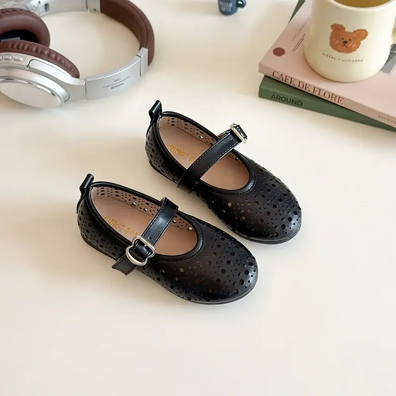 2025 Children Casual Shoes for Girls Summer New Fashion Korean Style Soft Sole Anti-slippery Versatile Princess Cut-outs Sandals